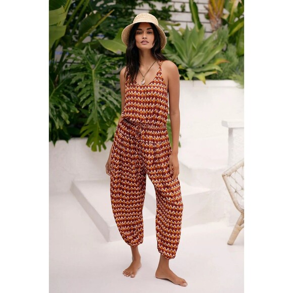 Anthropologie Graham Keegan Sleeveless Pintuck Jumpsuit Printed S NEW 272978